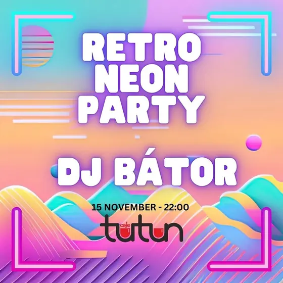 Afiș Retro Neon Party la Café Tutun